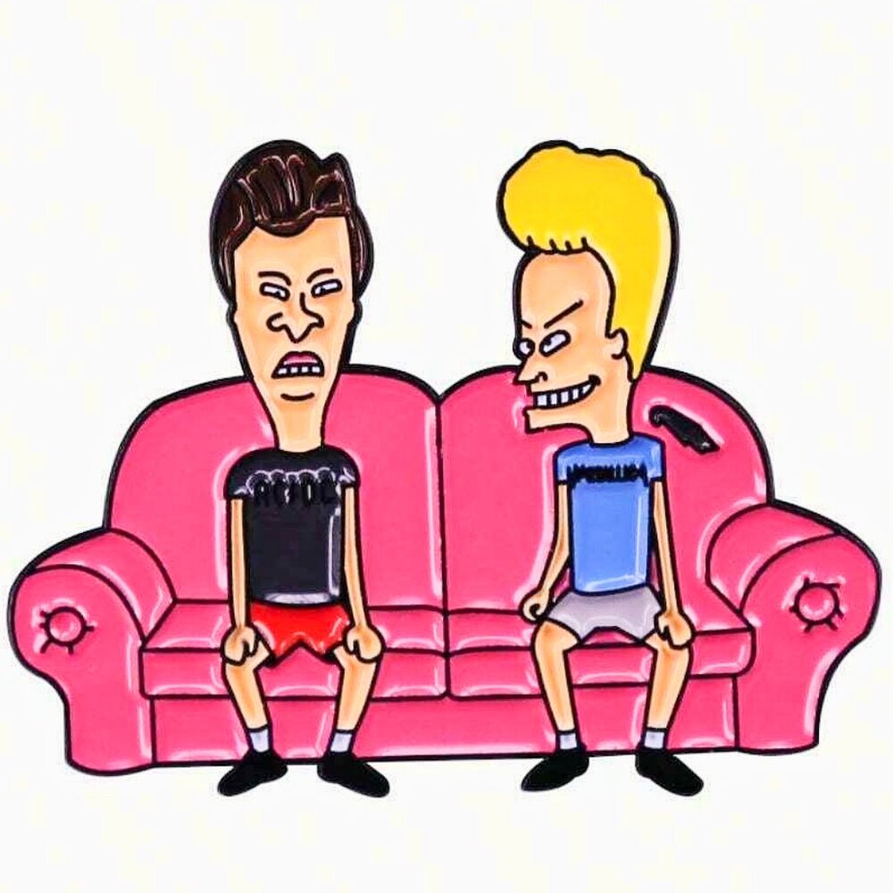 BEAVIS AND BUTTHEAD ON THEIR PINK COUCH ENAMEL PIN LAPEL PIN BROOCH NWT